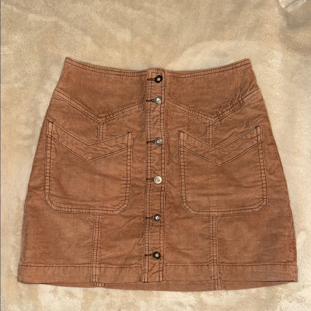 Free People Brown Mini Pencil Skirt with Cargo Style for Casual Work